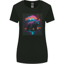 A Grizzly Bear in a Retro Wilderness Womens Wider Cut T-Shirt Black