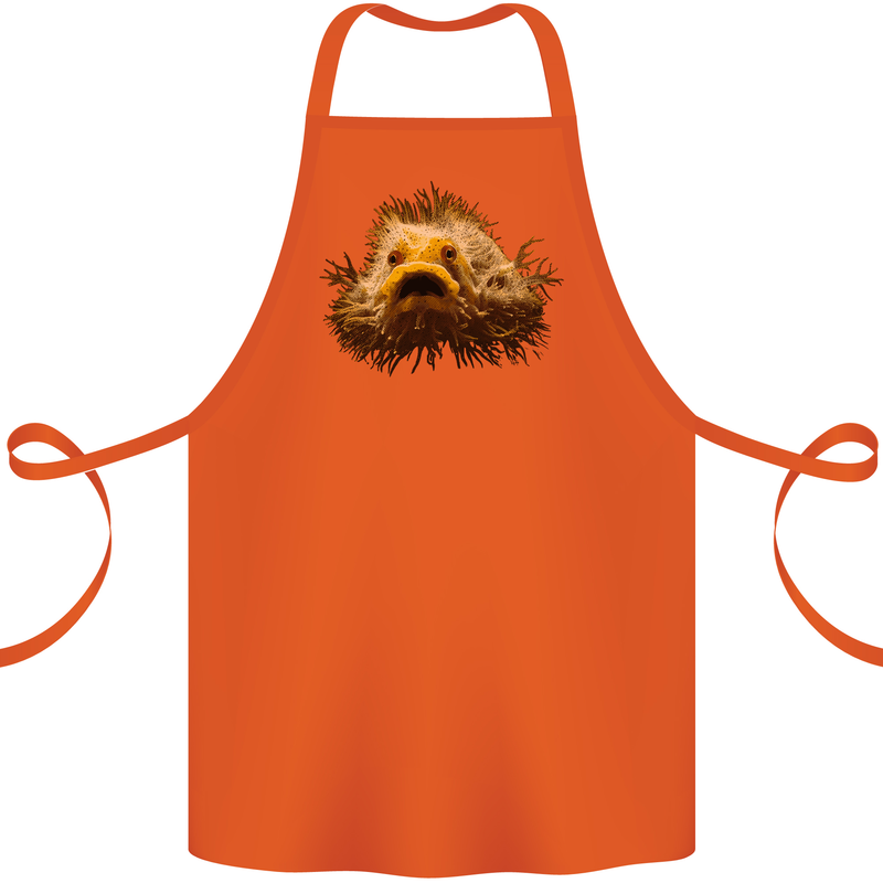 A Hairy Frogfish Cotton Apron 100% Organic Orange