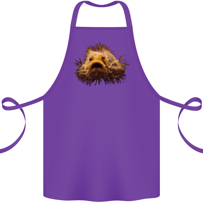 A Hairy Frogfish Cotton Apron 100% Organic Purple