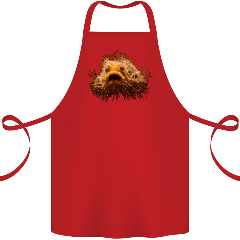 A Hairy Frogfish Cotton Apron 100% Organic Red