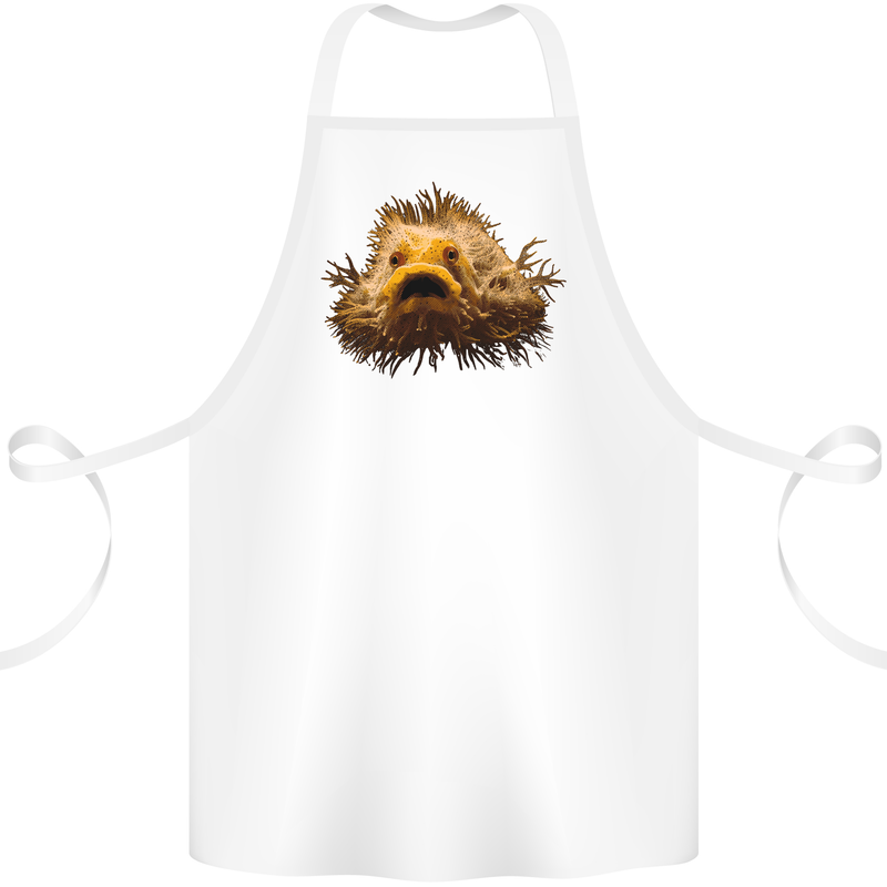 A Hairy Frogfish Cotton Apron 100% Organic White