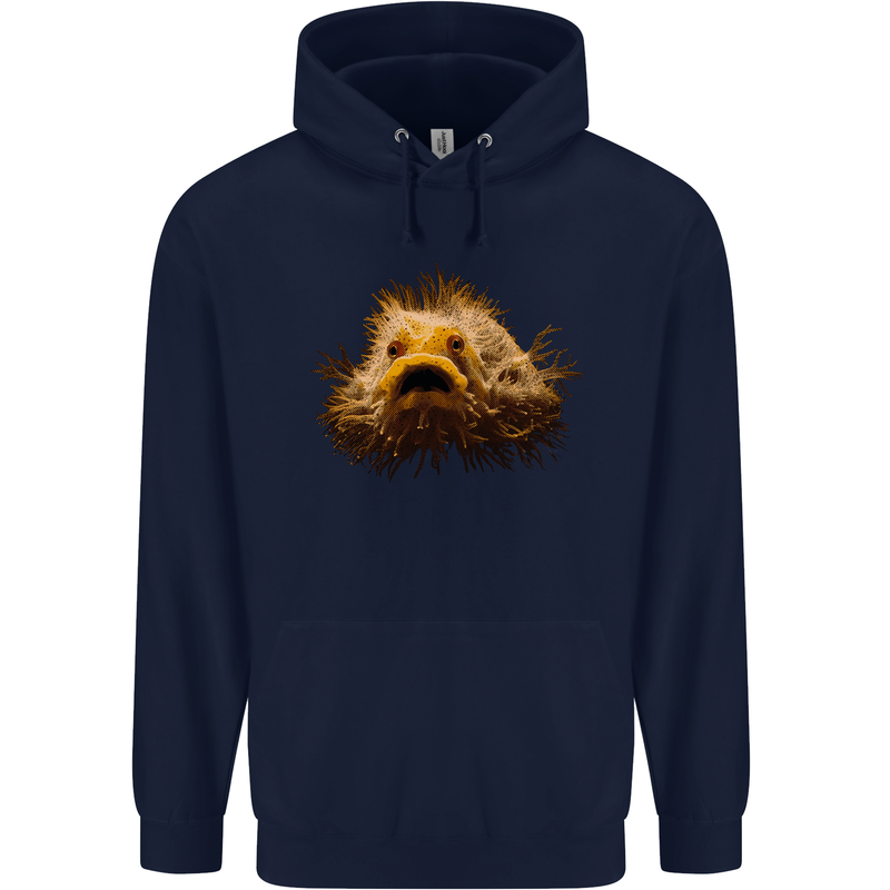A Hairy Frogfish Mens 80% Cotton Hoodie Navy Blue
