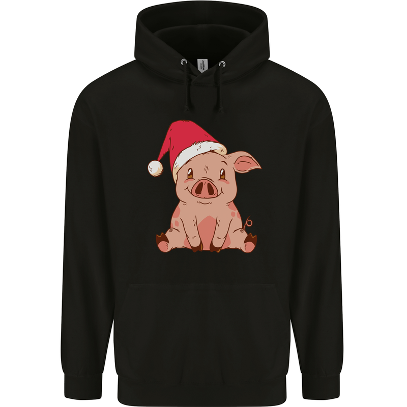 A Happy Christmas Pig Funny Xmas Childrens Kids Hoodie Black