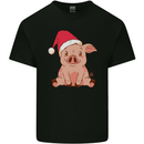 A Happy Christmas Pig Funny Xmas Kids T-Shirt Childrens Black