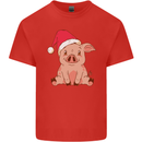 A Happy Christmas Pig Funny Xmas Kids T-Shirt Childrens Red