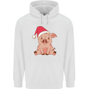A Happy Christmas Pig Funny Xmas Mens 80% Cotton Hoodie White