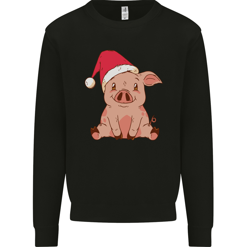 A Happy Christmas Pig Funny Xmas Mens Sweatshirt Jumper Black