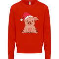 A Happy Christmas Pig Funny Xmas Mens Sweatshirt Jumper Bright Red
