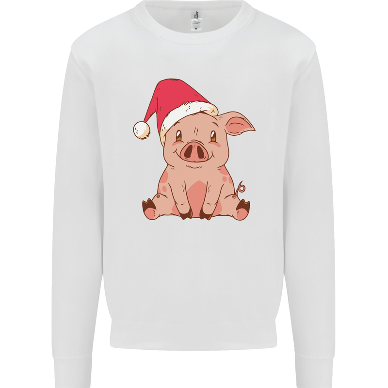 A Happy Christmas Pig Funny Xmas Mens Sweatshirt Jumper White