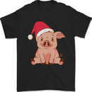 A Happy Christmas Pig Funny Xmas Mens T-Shirt 100% Cotton Black