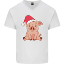 A Happy Christmas Pig Funny Xmas Mens V-Neck Cotton T-Shirt White