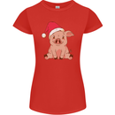 A Happy Christmas Pig Funny Xmas Womens Petite Cut T-Shirt Red