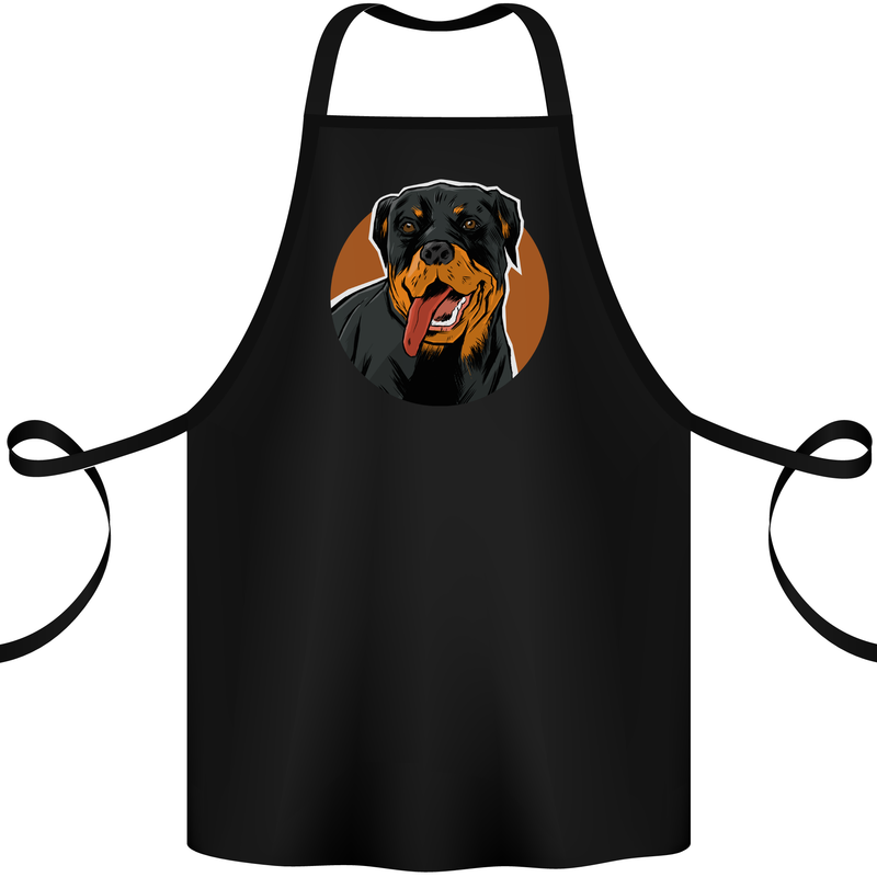 A Happy Rottweiler Dog Cotton Apron 100% Organic Black