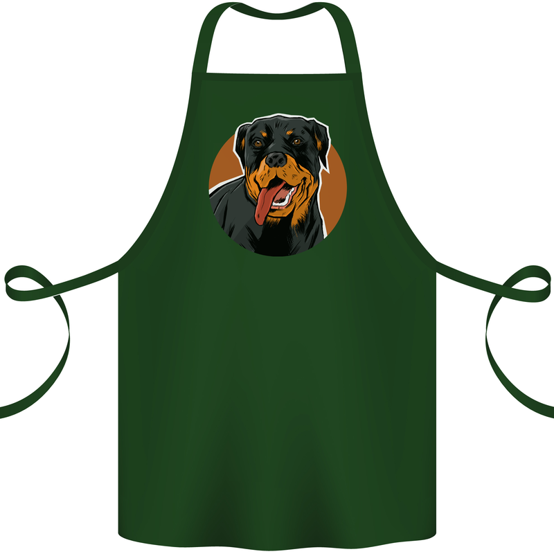 A Happy Rottweiler Dog Cotton Apron 100% Organic Forest Green