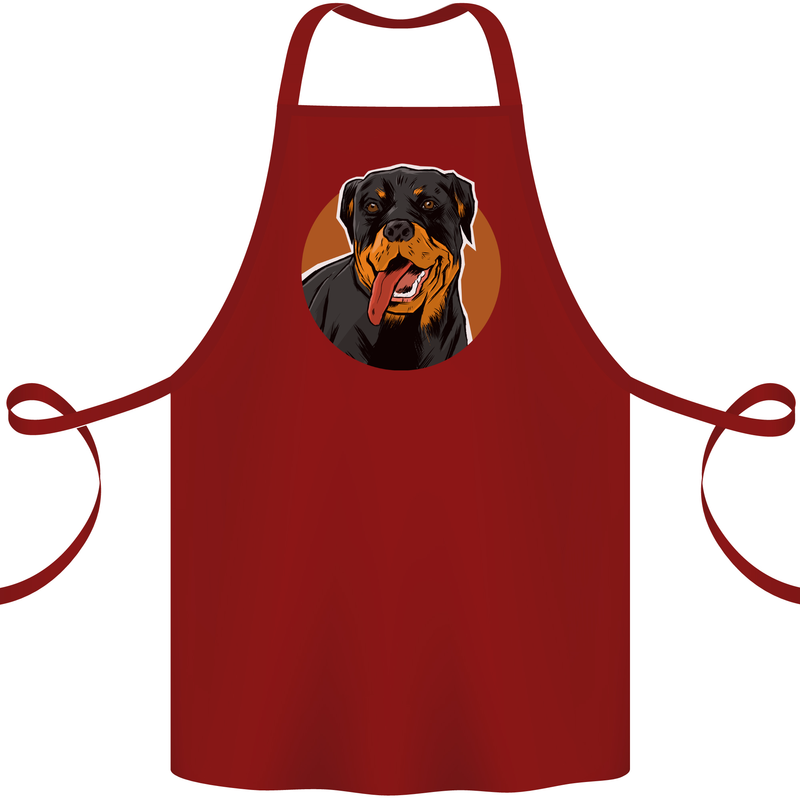 A Happy Rottweiler Dog Cotton Apron 100% Organic Maroon