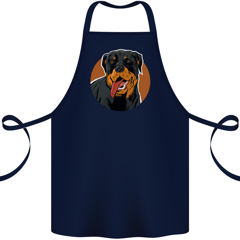 A Happy Rottweiler Dog Cotton Apron 100% Organic Navy Blue