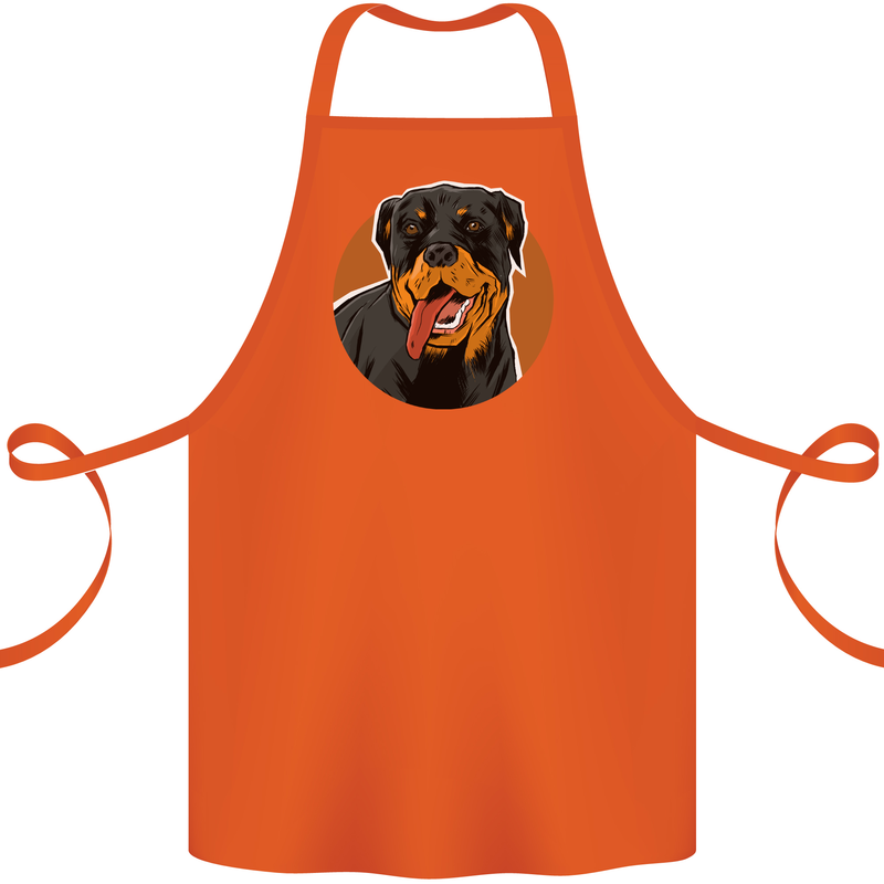 A Happy Rottweiler Dog Cotton Apron 100% Organic Orange