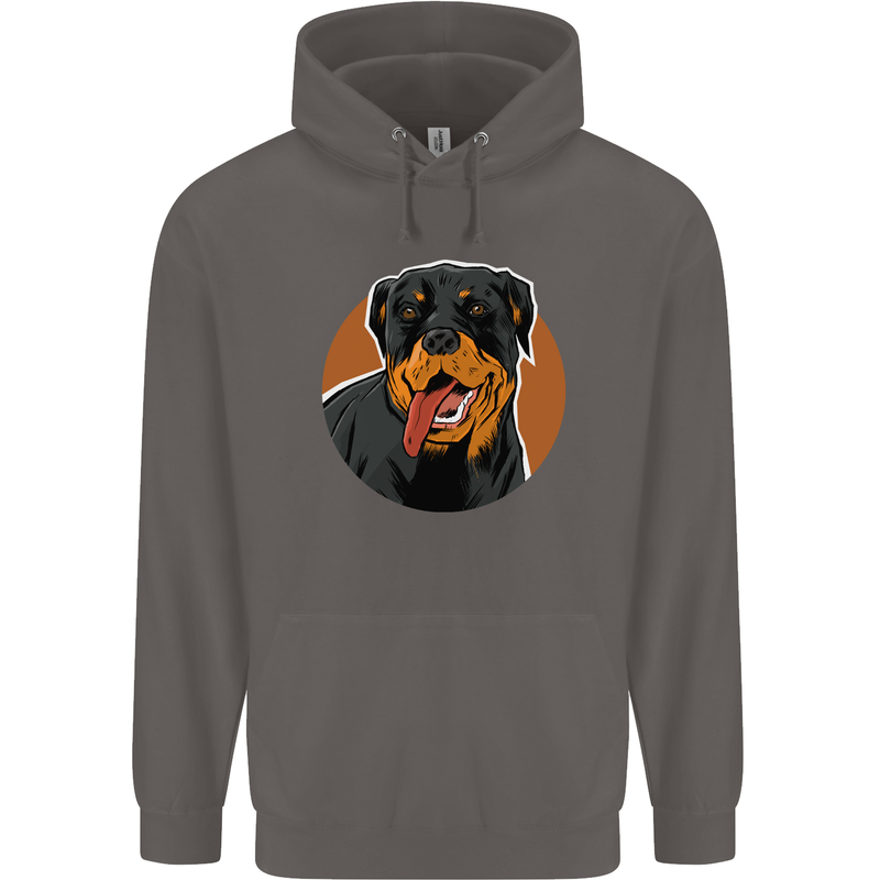 A Happy Rottweiler Dog Mens 80% Cotton Hoodie Charcoal