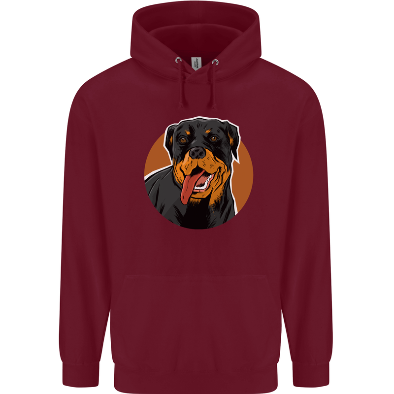 A Happy Rottweiler Dog Mens 80% Cotton Hoodie Maroon
