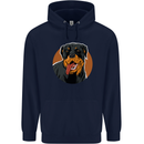 A Happy Rottweiler Dog Mens 80% Cotton Hoodie Navy Blue