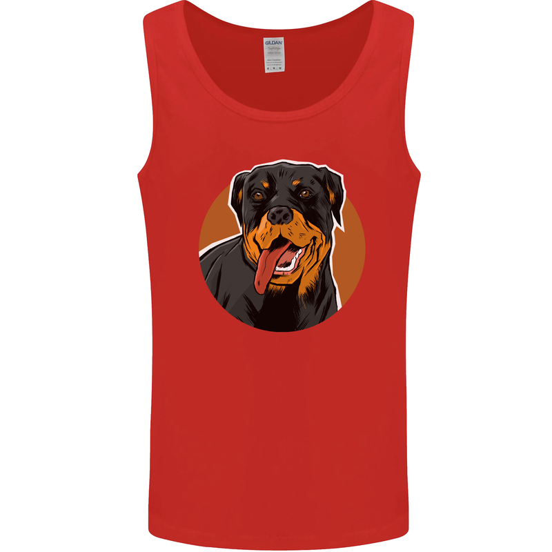A Happy Rottweiler Dog Mens Vest Tank Top Red