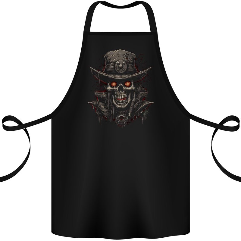 A Heavy Metal Skull Cowboy Demon Evil Cotton Apron 100% Organic Black
