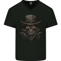 A Heavy Metal Skull Cowboy Demon Evil Mens V-Neck Cotton T-Shirt Black