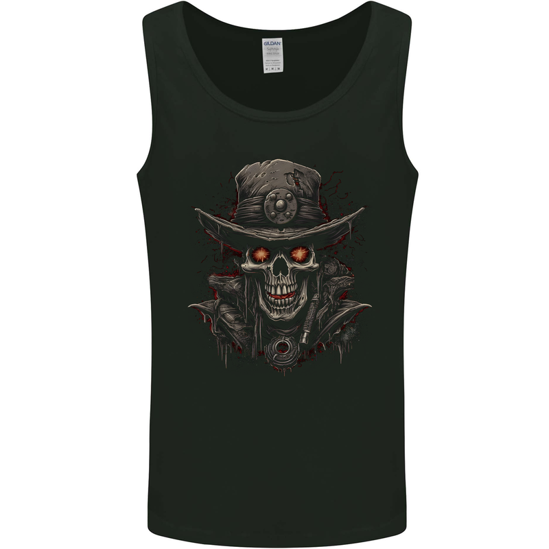 A Heavy Metal Skull Cowboy Demon Evil Mens Vest Tank Top Black