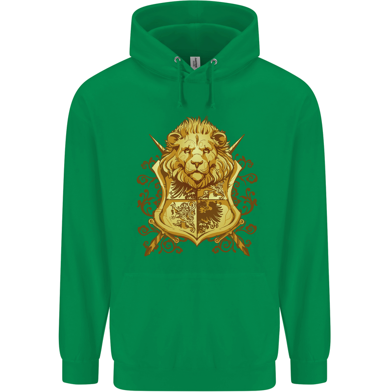 A Heraldic Lion Coat of Arms Shield Childrens Kids Hoodie Irish Green