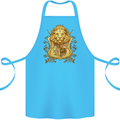 A Heraldic Lion Coat of Arms Shield Cotton Apron 100% Organic Turquoise