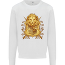 A Heraldic Lion Coat of Arms Shield Kids Sweatshirt Jumper White