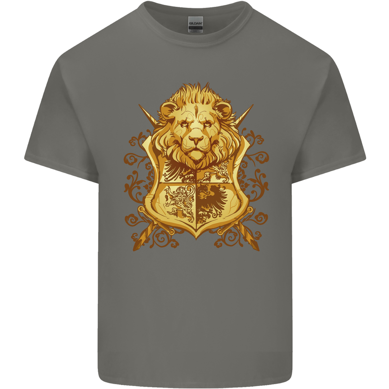 A Heraldic Lion Coat of Arms Shield Kids T-Shirt Childrens Charcoal