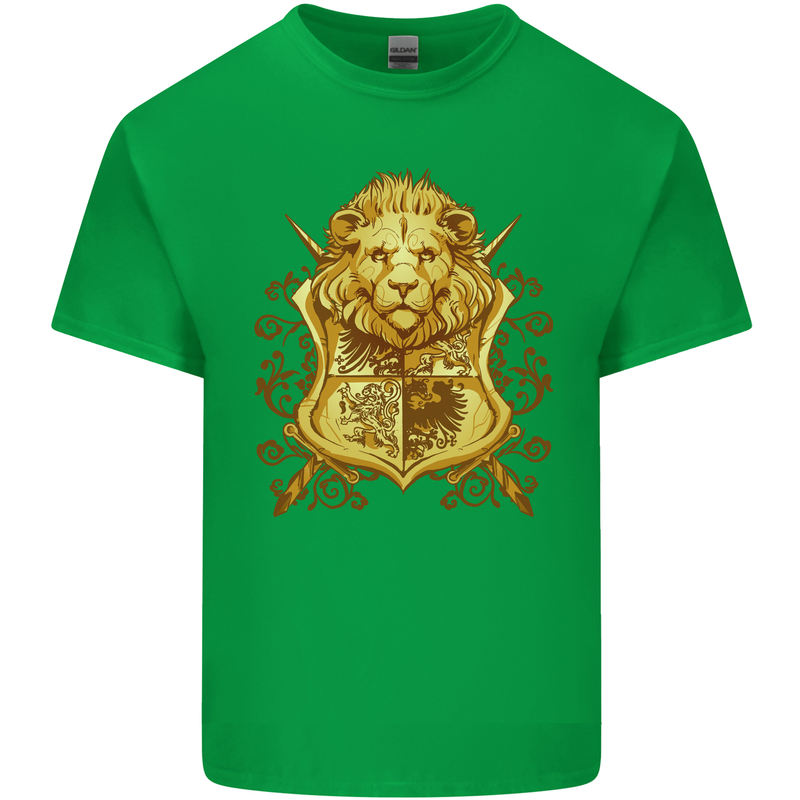 A Heraldic Lion Coat of Arms Shield Kids T-Shirt Childrens Irish Green