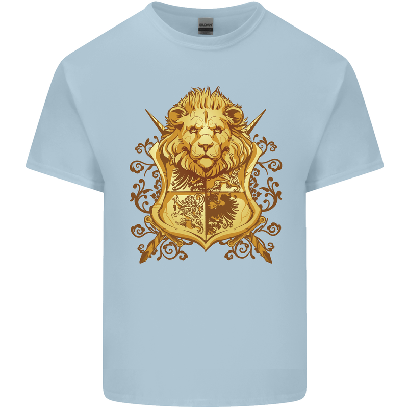 A Heraldic Lion Coat of Arms Shield Kids T-Shirt Childrens Light Blue