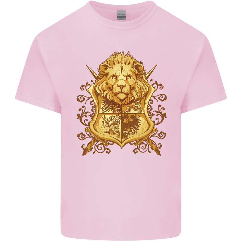 A Heraldic Lion Coat of Arms Shield Kids T-Shirt Childrens Light Pink