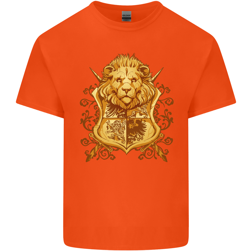 A Heraldic Lion Coat of Arms Shield Kids T-Shirt Childrens Orange