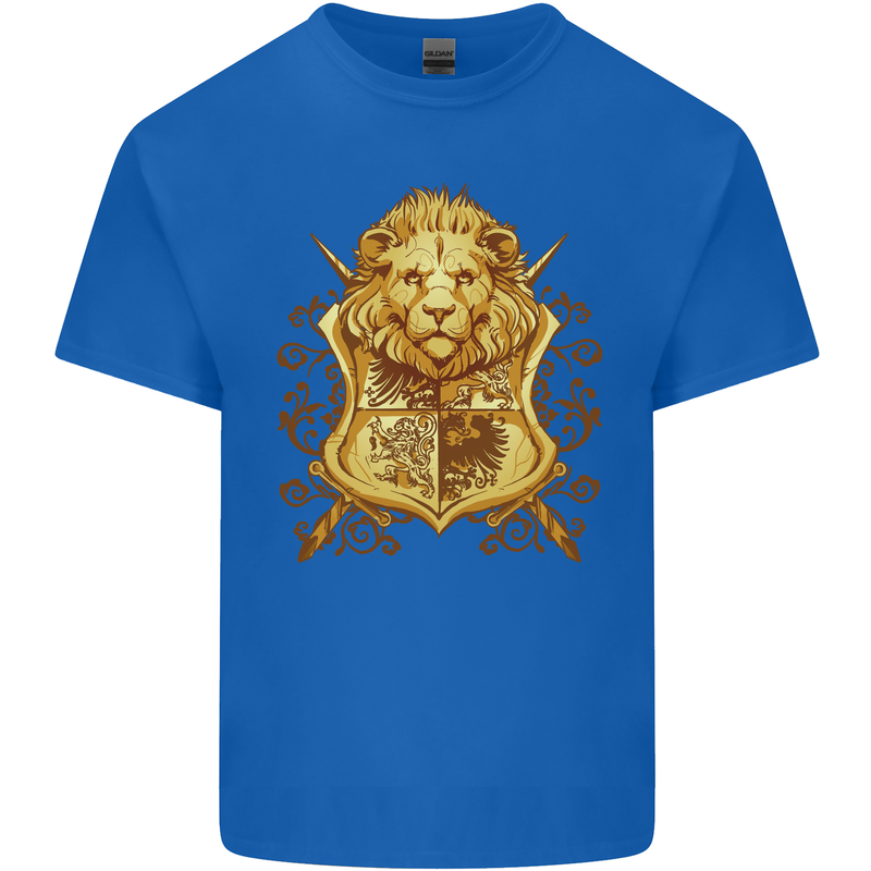A Heraldic Lion Coat of Arms Shield Kids T-Shirt Childrens Royal Blue