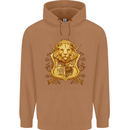 A Heraldic Lion Coat of Arms Shield Mens 80% Cotton Hoodie Caramel Latte