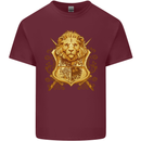 A Heraldic Lion Coat of Arms Shield Mens Cotton T-Shirt Tee Top Maroon