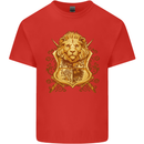 A Heraldic Lion Coat of Arms Shield Mens Cotton T-Shirt Tee Top Red