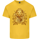 A Heraldic Lion Coat of Arms Shield Mens Cotton T-Shirt Tee Top Yellow