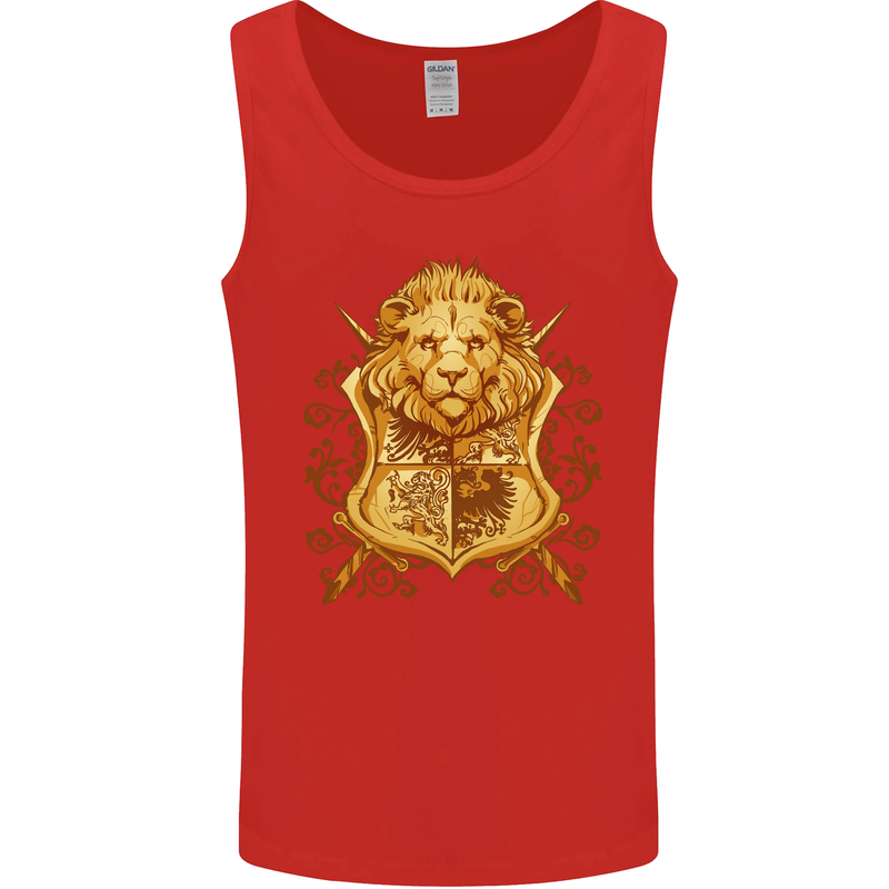 A Heraldic Lion Coat of Arms Shield Mens Vest Tank Top Red