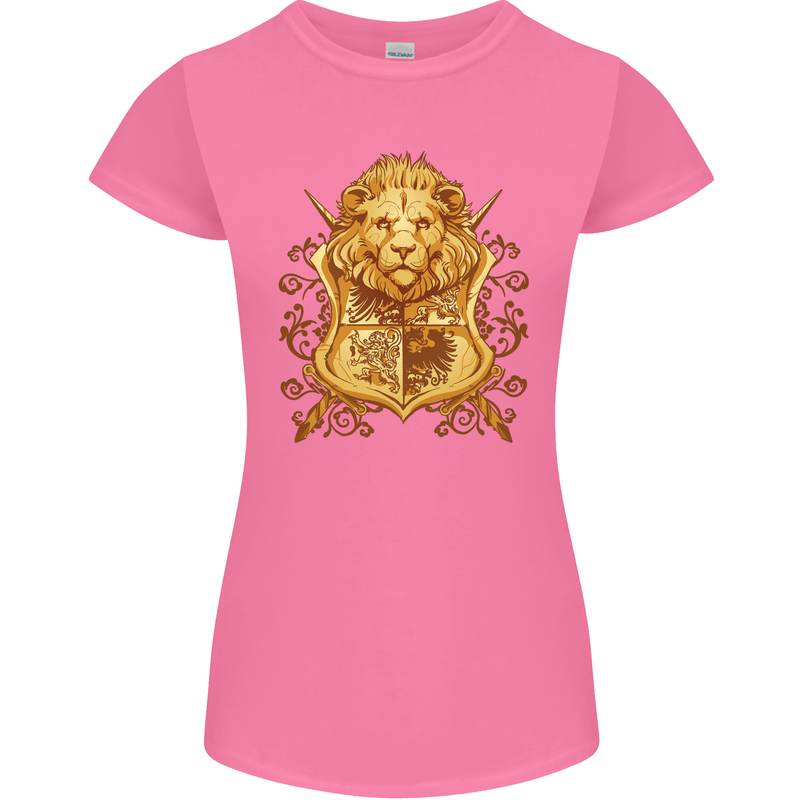 A Heraldic Lion Coat of Arms Shield Womens Petite Cut T-Shirt Azalea
