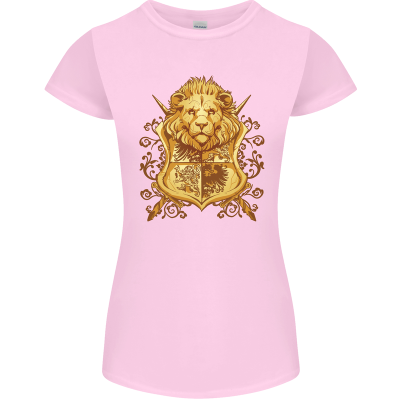 A Heraldic Lion Coat of Arms Shield Womens Petite Cut T-Shirt Light Pink
