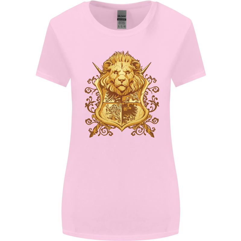 A Heraldic Lion Coat of Arms Shield Womens Wider Cut T-Shirt Light Pink