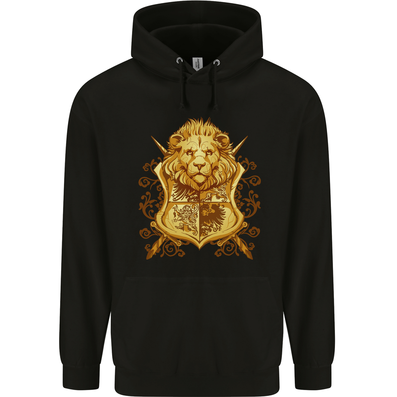 A Heraldic Lion Shield Coat of Arms Childrens Kids Hoodie Black