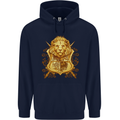 A Heraldic Lion Shield Coat of Arms Childrens Kids Hoodie Navy Blue
