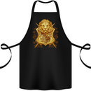 A Heraldic Lion Shield Coat of Arms Cotton Apron 100% Organic Black