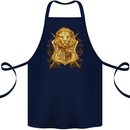 A Heraldic Lion Shield Coat of Arms Cotton Apron 100% Organic Navy Blue