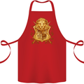 A Heraldic Lion Shield Coat of Arms Cotton Apron 100% Organic Red